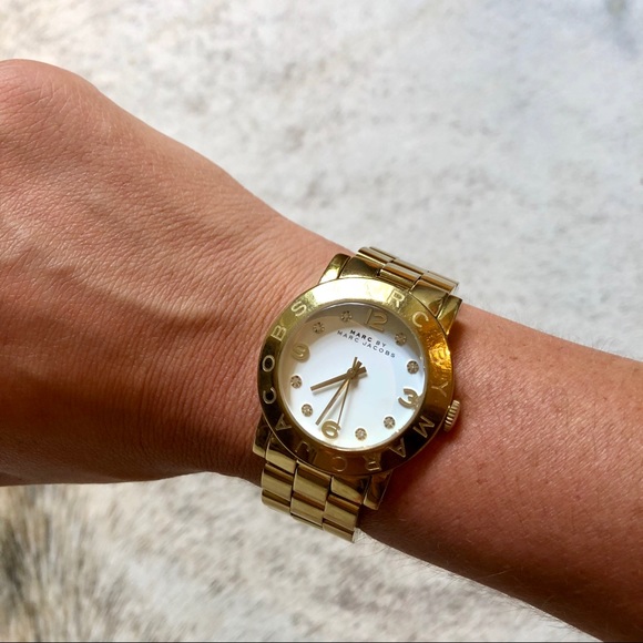 Marc Jacobs Accessories - Marc Jacobs Amy White Dial Gold Tone Watch MBM3057